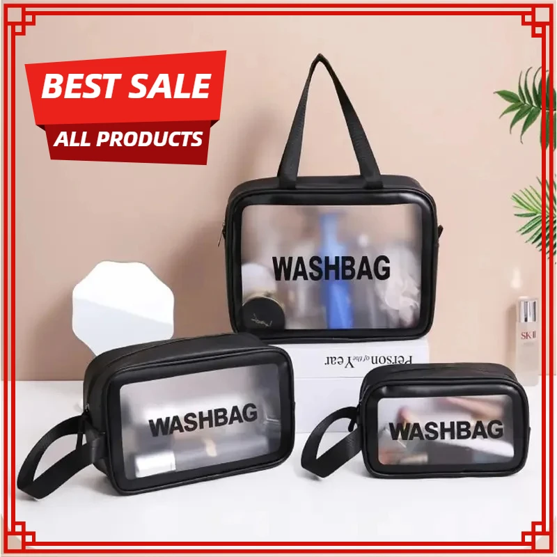 Portable Cosmetic Waterproof Bag Large Capacity Dust Proof Make Up Storage Handbags PVC Fashion Transparent Travel Bags