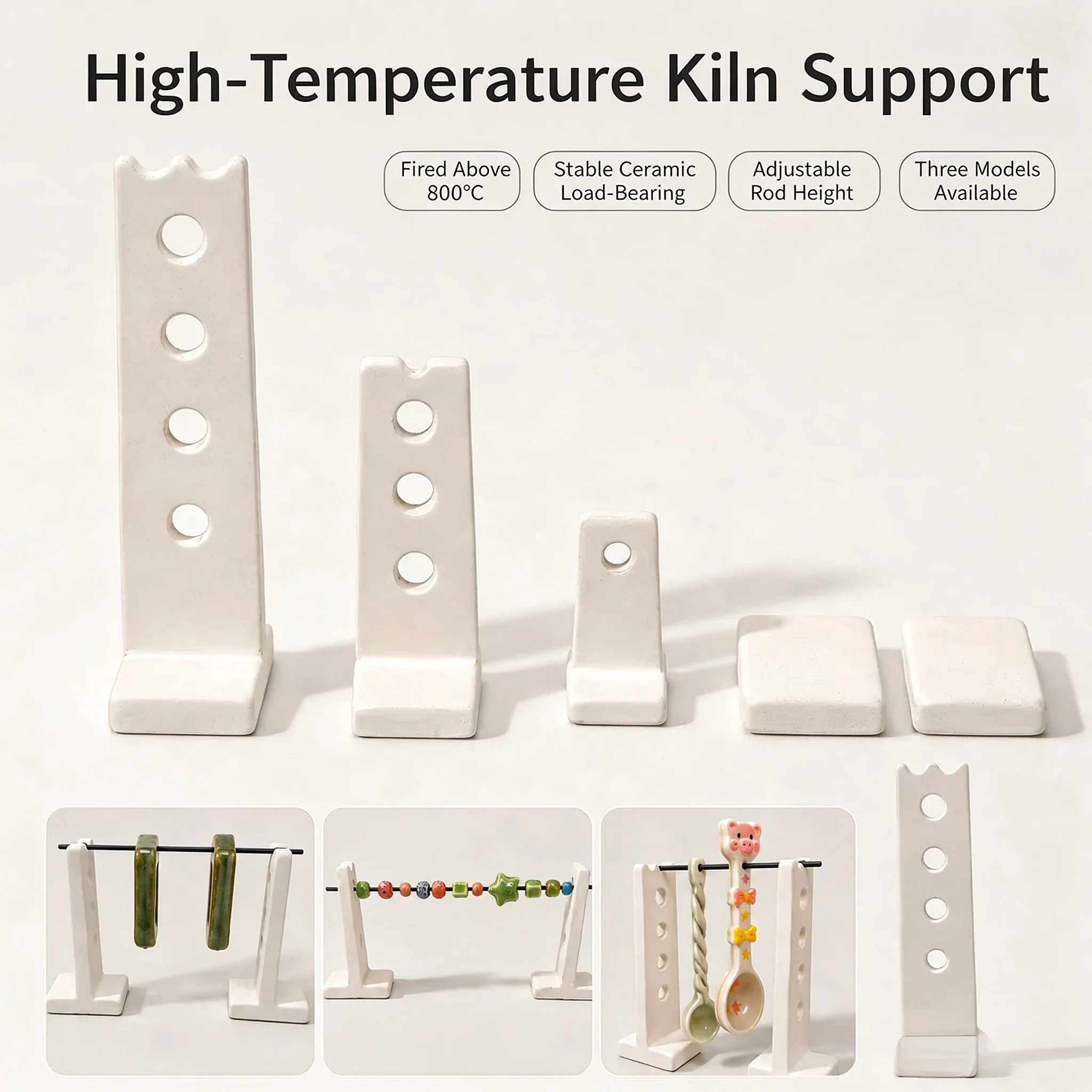 4Pcs Set Ceramic Pottery Firing Rack High Temp Resistant Reusable Kiln Hanging Bracket Jewelry Pendant Hanging Stand Kiln Tool