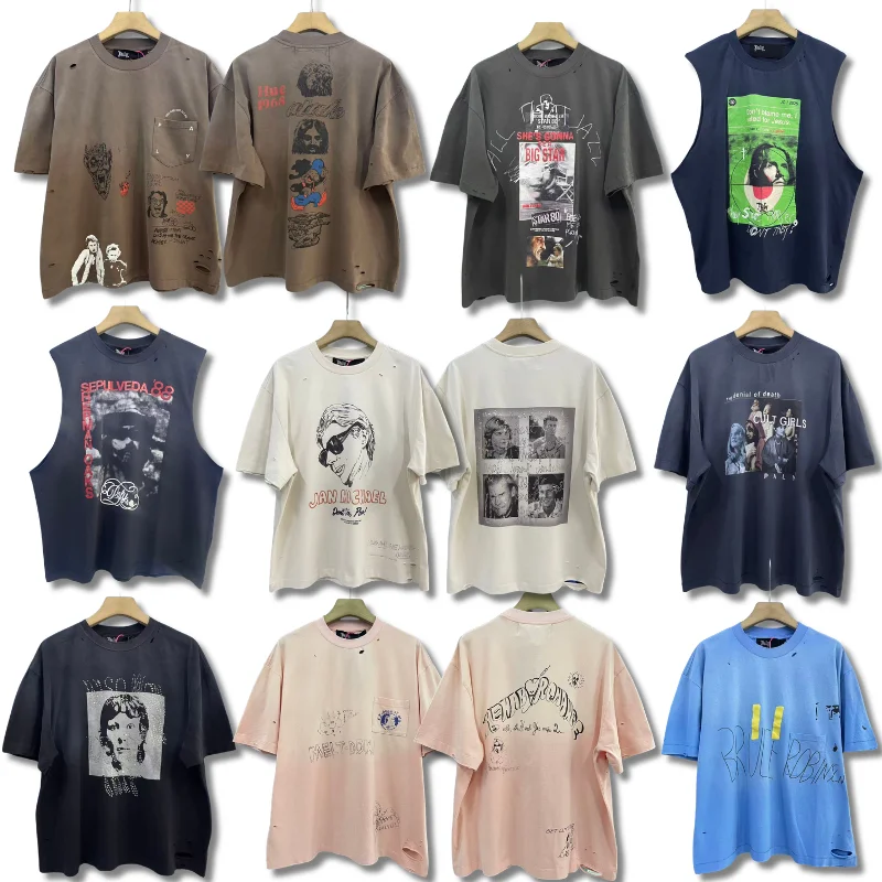 2026 Vintage Paly Hollywood T-Shirts „You're Not Alone“ Bedruckte, gewaschene Kurzarm-T-Shirts für Herren und Damen