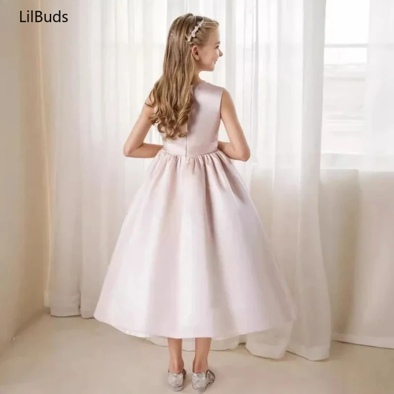 2024Princess Girls Party Dress Abbigliamento Bambini Abito elegante Concerto Moda Costume di lusso Abbinamento Host Abiti per bambini in raso