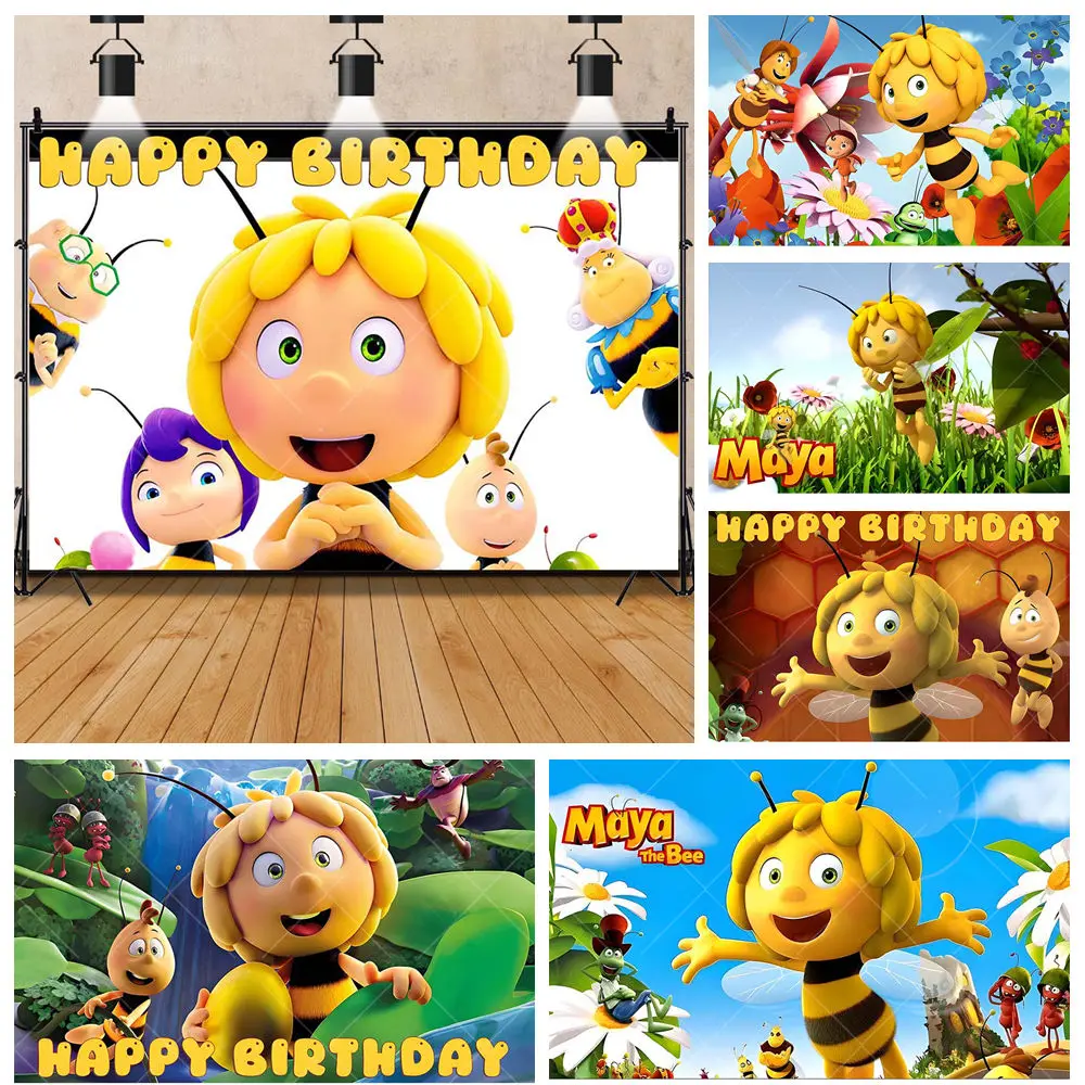 

Cartoon Maya the Bee Movie Kid Boy Girl Birthday Party Baby Shower Backdrop Custom Baby Room Photography Poster Decor Background