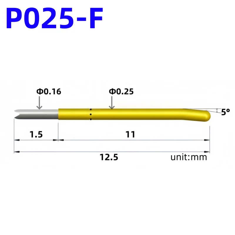 

5/20/100PCS P025-F Nickel-Plated 12.5mm Spring Test Probe Test Pin P025-F1 Test Tool Gold Pogo Pin Dia 0.25mm Tip Dia 0.16mm
