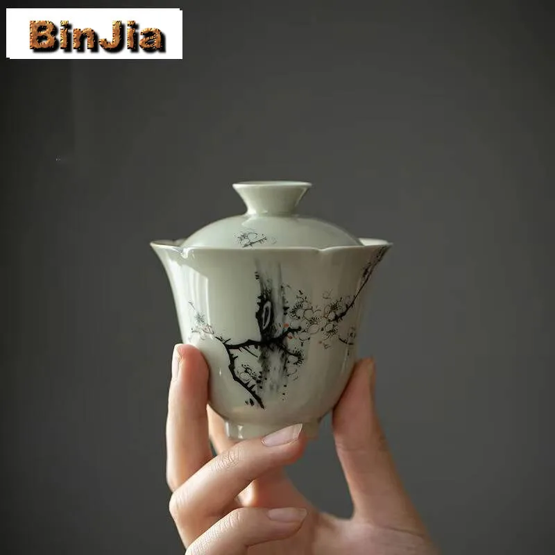 

100 мл ручной работы Samuume крышка чаша растение пепел цветок рот Гайвань ретро чайная туалетная машина принадлежности для церемонии подарочные аксессуары ремесло