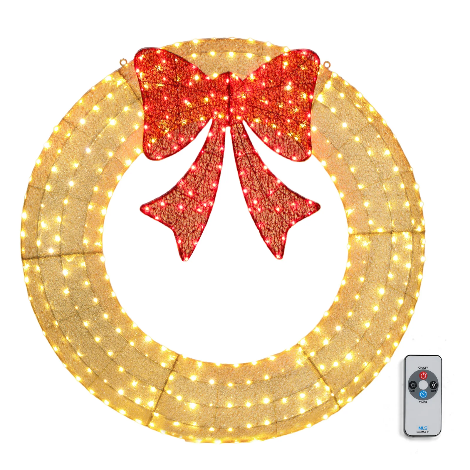 

48in Pre-Lit Outdoor Christmas Wreath Decoration, LED Metal Holiday Decor for Home Exterior, Garden w/ 315 Lights, Bow