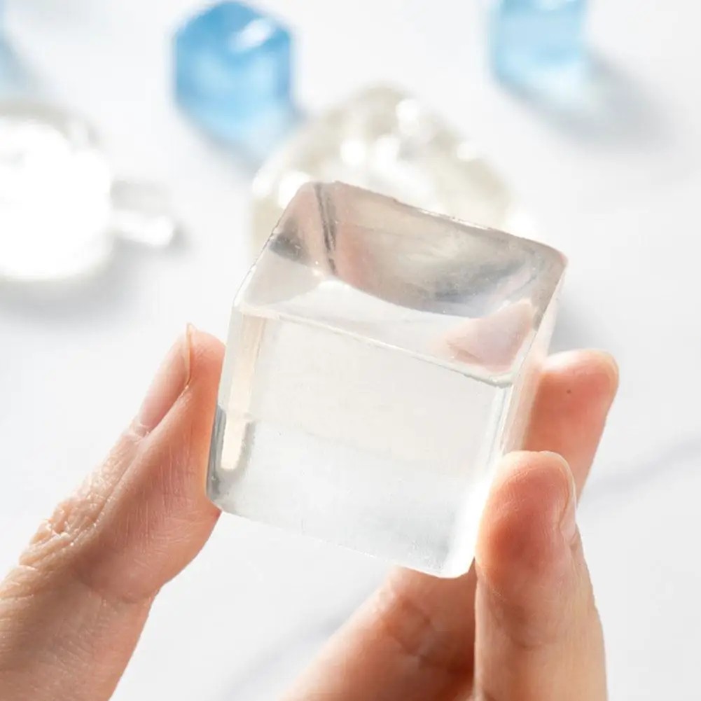 Mini cubo de gelo brinquedos mole liberar estresse transparente pequeno bloco de gelo pitada espremendo cubo de gelo quadrado descompressão ventilação brinquedo
