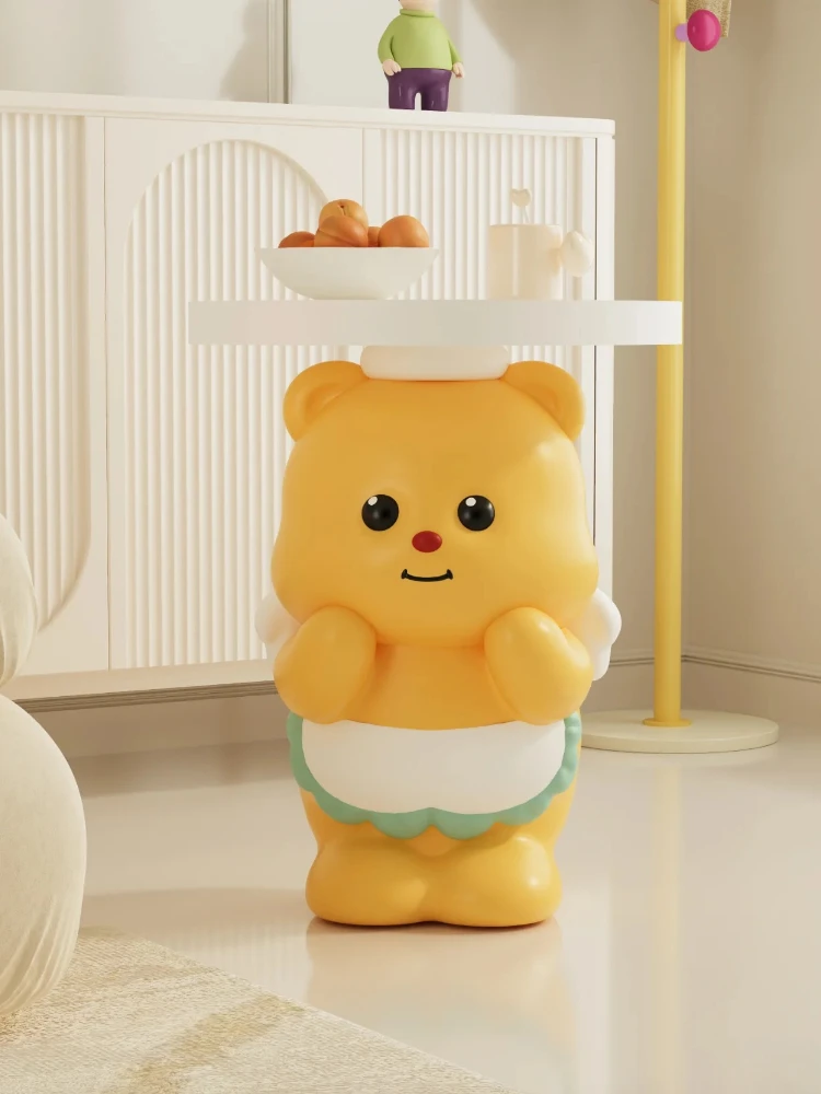 Kawaii Room Decor Cartoon Bear Statue Coffee Table Home Living Room Bedroom Bed Side Table Creative Floor Decoration Furniture