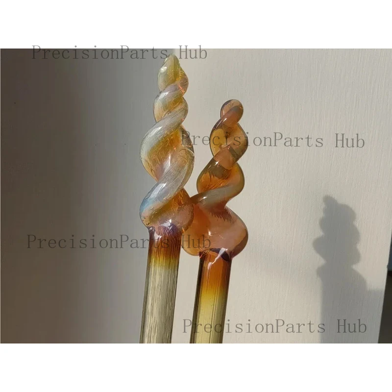 Domestic High Borosilicate Glass -Changing Stick, Experimental Color Flame Mist, Amber & Reddish Purple