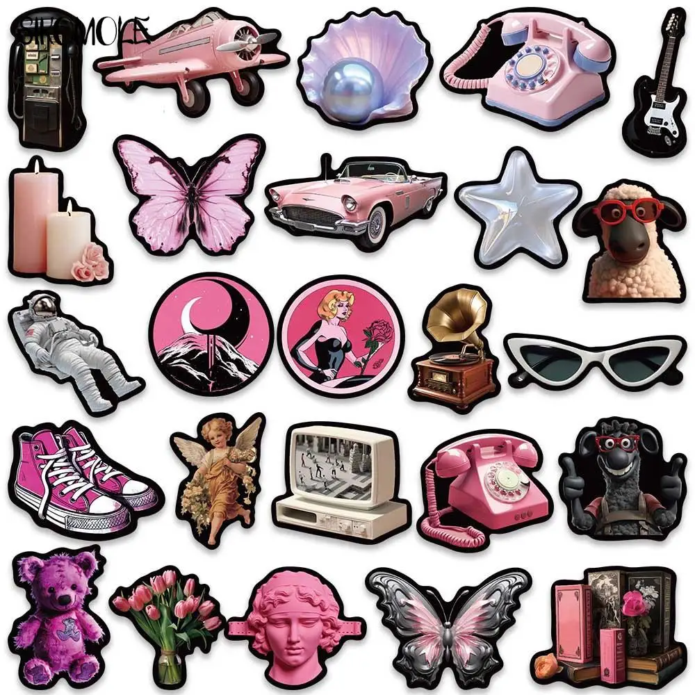 10/30/50pcs Cartoon rosa schwarz y2k Stil Mädchen Aufkleber kawaii DIY Reisegepäck Gitarre Kühlschrank Laptop Graffiti Aufkleber Kind Aufkleber