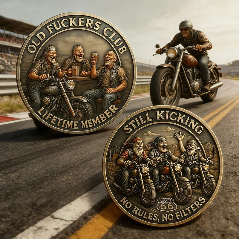 1 pieza Moneda Conmemorativa Vintage del Club de Miembros de por Vida, Medalla Conmemorativa de Motociclismo 'Still Kicking', Token de Recuerdo para Colección