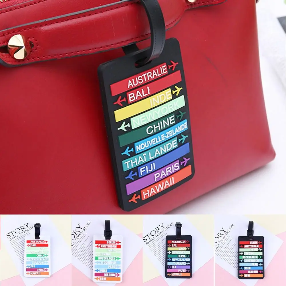 Country Name Suitcase Luggage Tag Fashion Letters Address Holder Baggage Label Silicone Identifier Travel Accessories