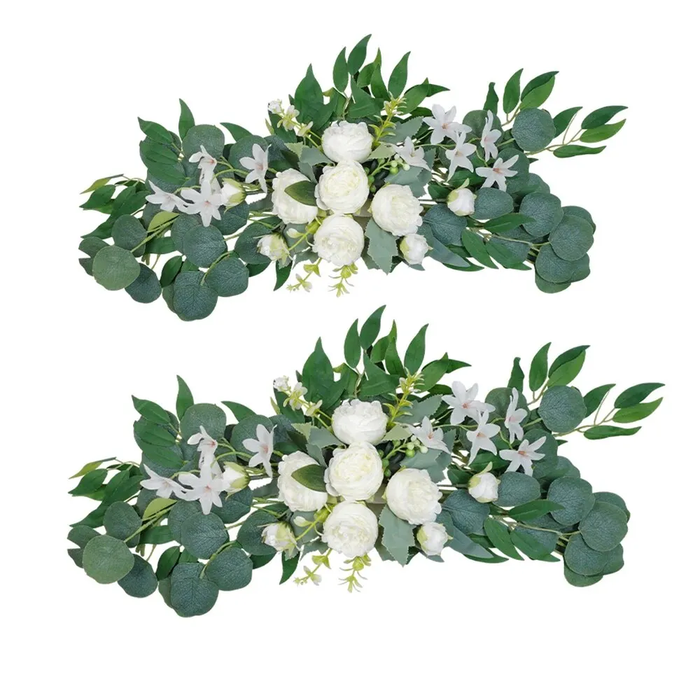 Artificial Wedding Arch Flowers Boho Red Rose Eucalyptus Garland Drapes Home Decoration Wedding Decorations Welcome Sign