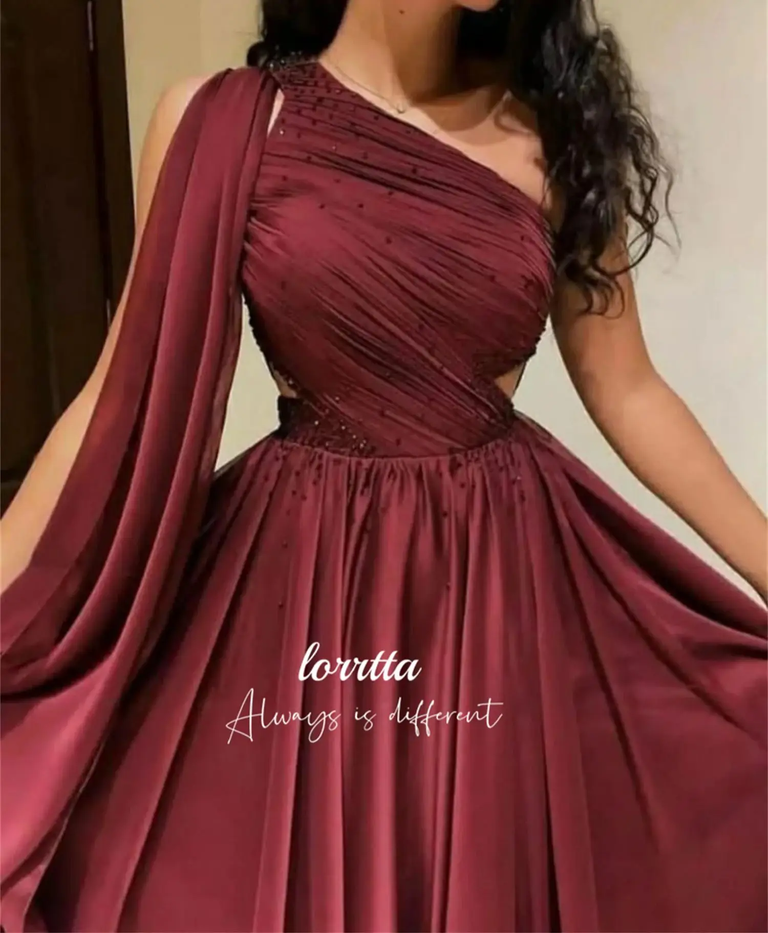 Ball Gown Evening Dress Claret Chiffon Grace Shawl Prom Women Dubai Luxury Dresses Customized Elegant Party Luxurious Women\'s