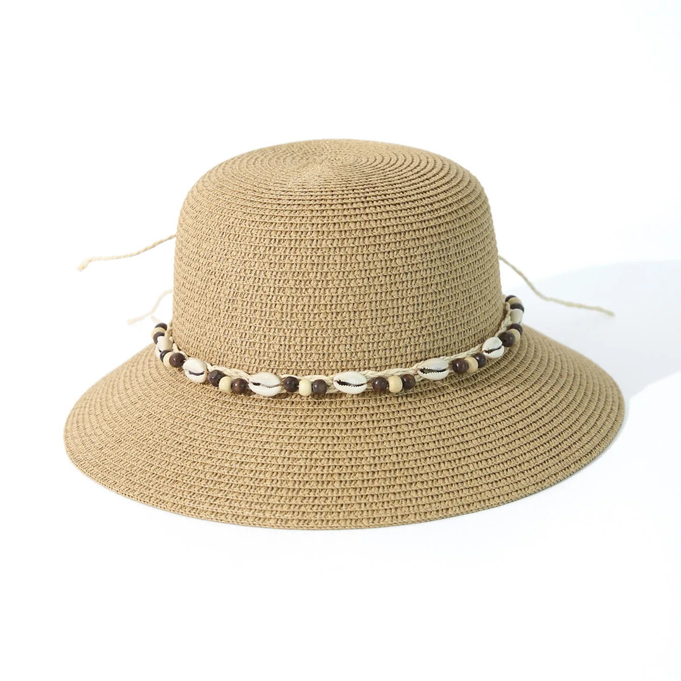 Bucket Hat Shell Decoration Vacation Shade Beach Hat Vacation Straw Hat
