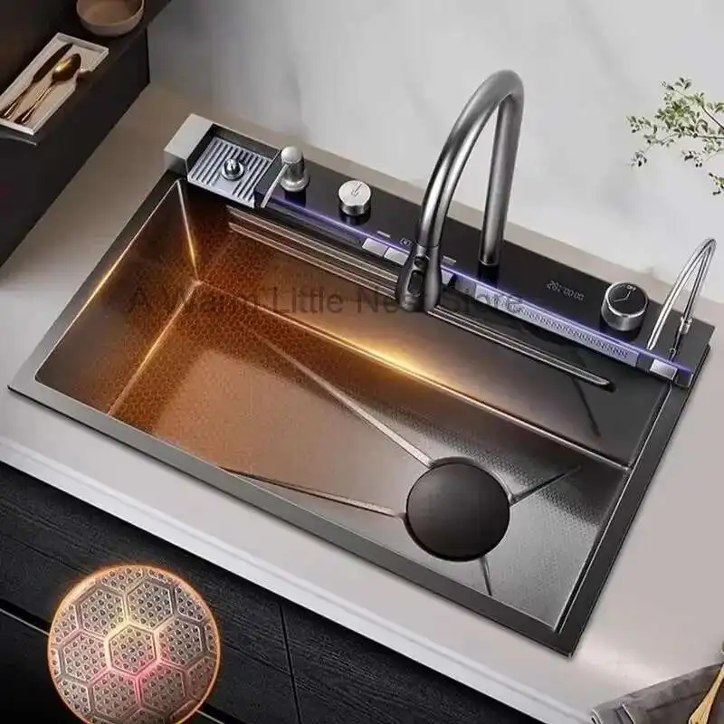 

Metal Italian Kitchen Sinks for Home Multifunctional Single Sink Countertop Sink Luxury Creative Kitchen Sink for Restaurant