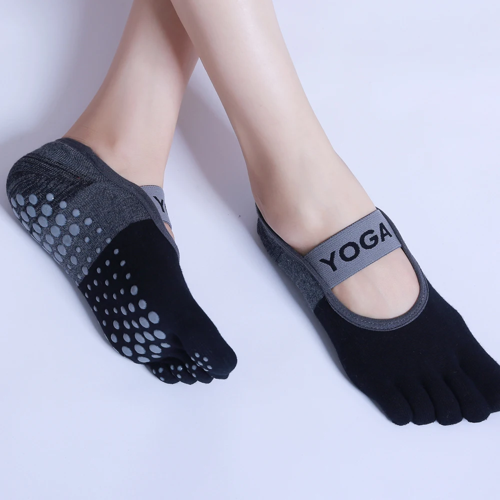 High Quality Breathable Yoga Socks Women Silicone Non-Slip Five Finger Pilates Socks Ballet Dance Fitness Workout Cotton Socks