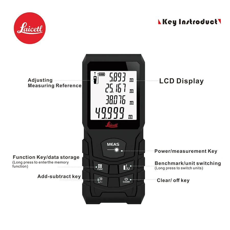 محدد المدى بالليزر/مقياس المسافة بالليزر/أداة العداد/مقياس المسافة 50 م/70 م/100 م/120 م