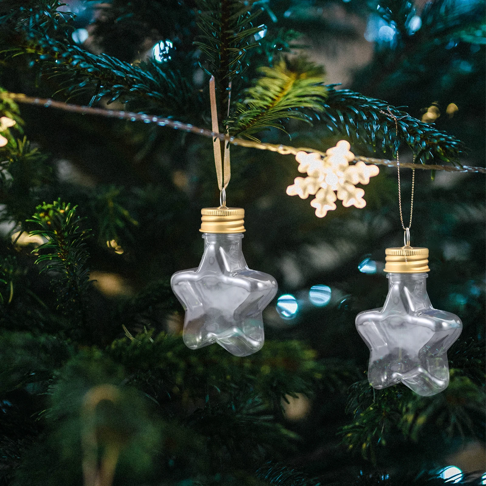 

10pcs Christmas Stars Bottle Empty Refillable Hanging Glass Bottle For Diy Wishing Jar Origami Craft Star Holder Christmas Tree