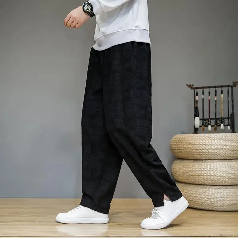 Pantalones casuales para hombre, ropa de calle de algodón, estilo Hippie, Hip Hop, Harem, negro, clásico, holgado, de alta calidad, novedad de verano