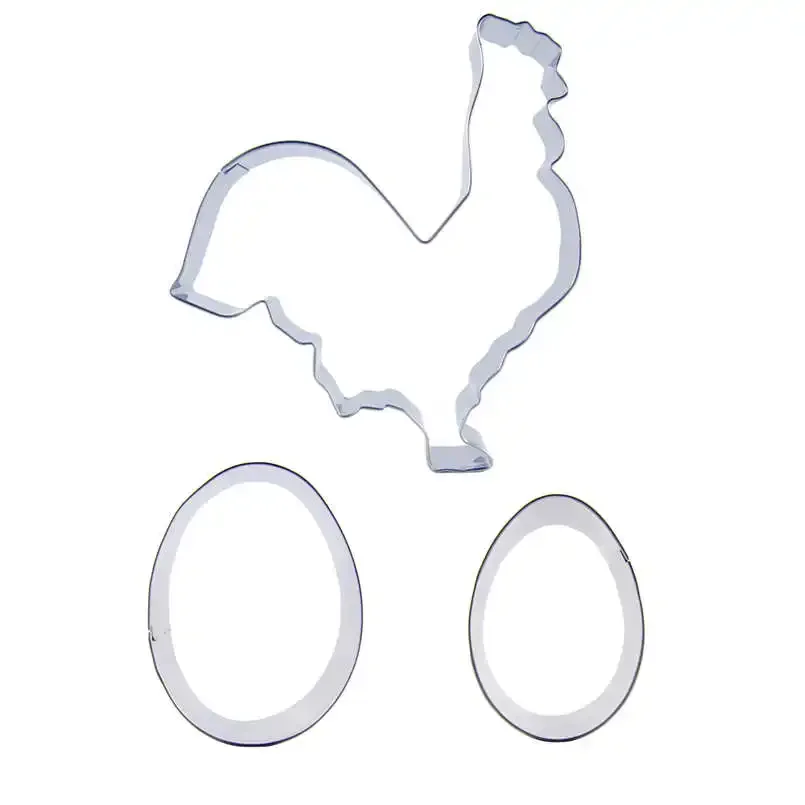 3 pcs Hen Chicken Egg Stainless steel Cookie cutter biscuit embossing machine Pastry soft candy molds Cake decorating DIY Tools