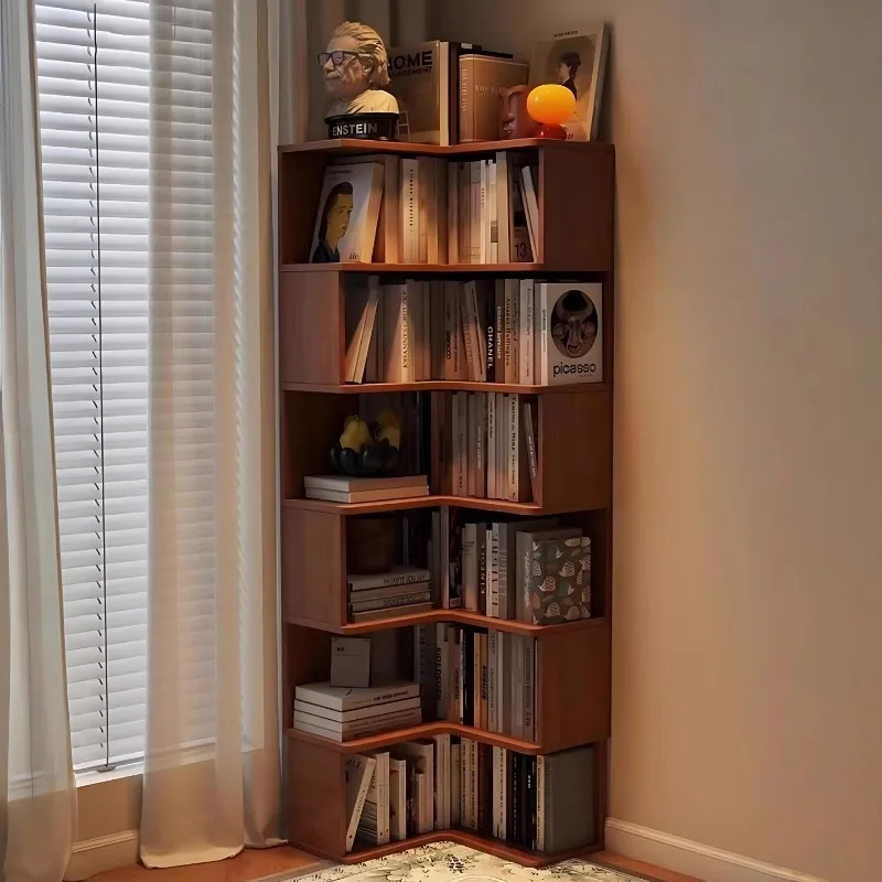 Bücherregal integriert an der Wand, Eckregal, dreieckiger schmaler Schrank, Haushalts-Aufbewahrungsschrank, Eck-Bücherregal