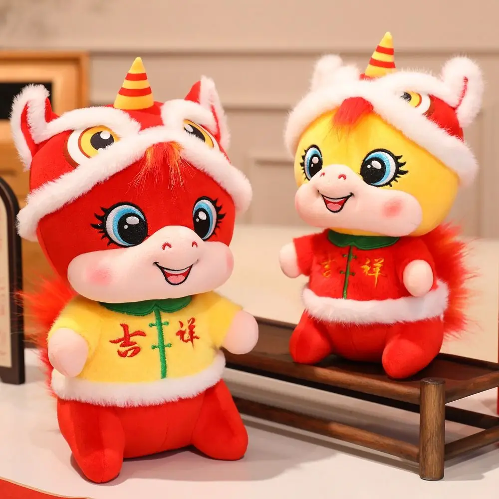 Funny Chinese Style Horse Stuffed Cute with Tang Suit New Year Mascot Cartoon Animal Red Lucky Pony Festival Gift