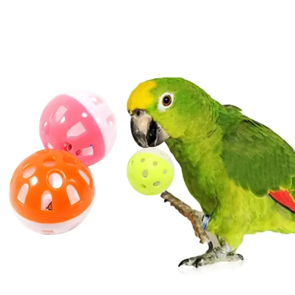 5 Stück Plastik-Spielbälle für Haustiere, Papageien und Katzen, Farbige Hohle Glockenbälle, Kauspielzeug für Vogelkäfige, Interaktives Spielzeug für Haustier-Vogelzubehör – Detail 10