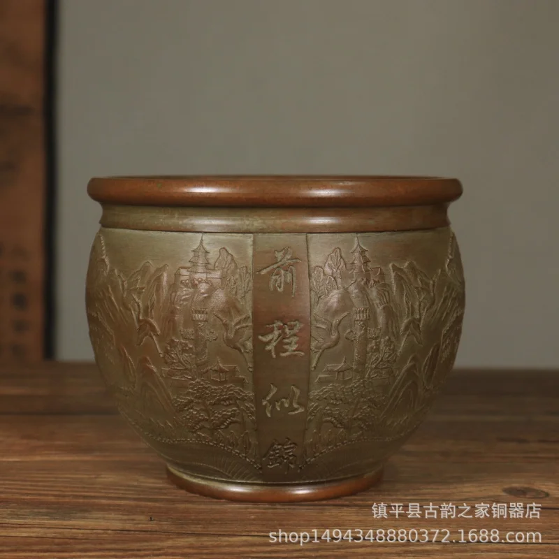 Pengcheng Wanli Rice Jar <Prosperous Future> Copper Ornament Craft Gift for Friends and Colleagues Livin