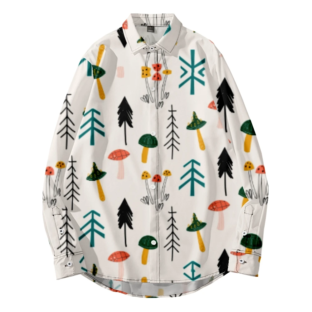 

2022 new original risk-free 3D printing breathable large men's long sleeve shirt men's long sleeve top mushroom