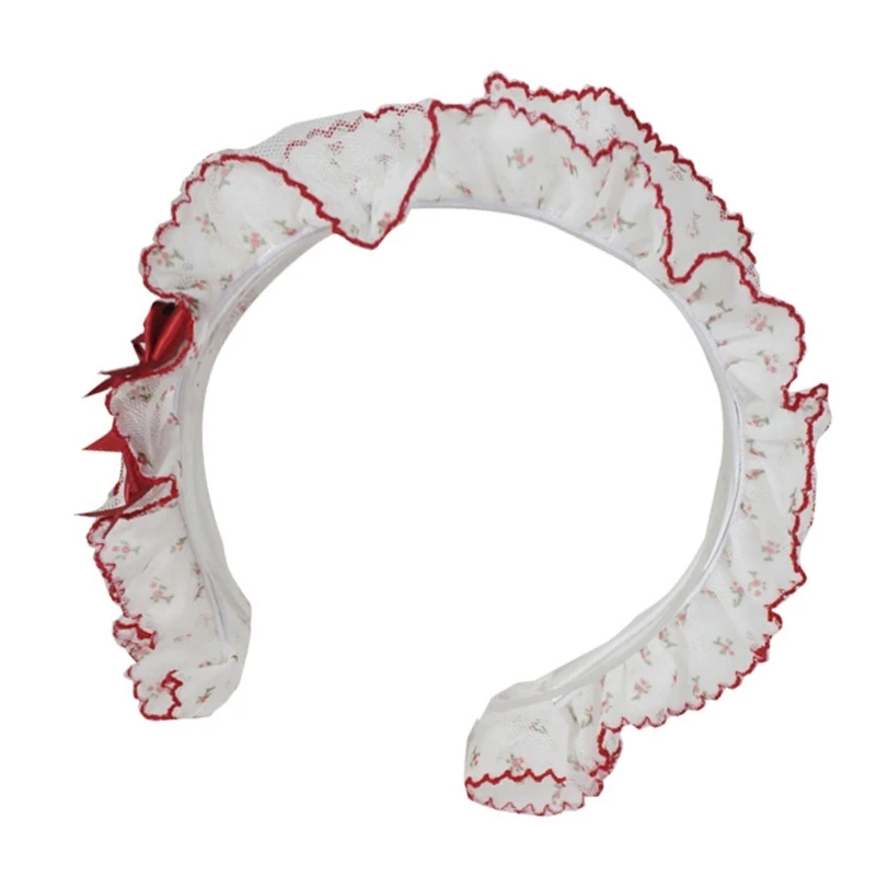 Elegantes Spitzen-Haarband mit Rüschen und Schleife für Dienstmädchen-Rollenspiel-Events und Y166