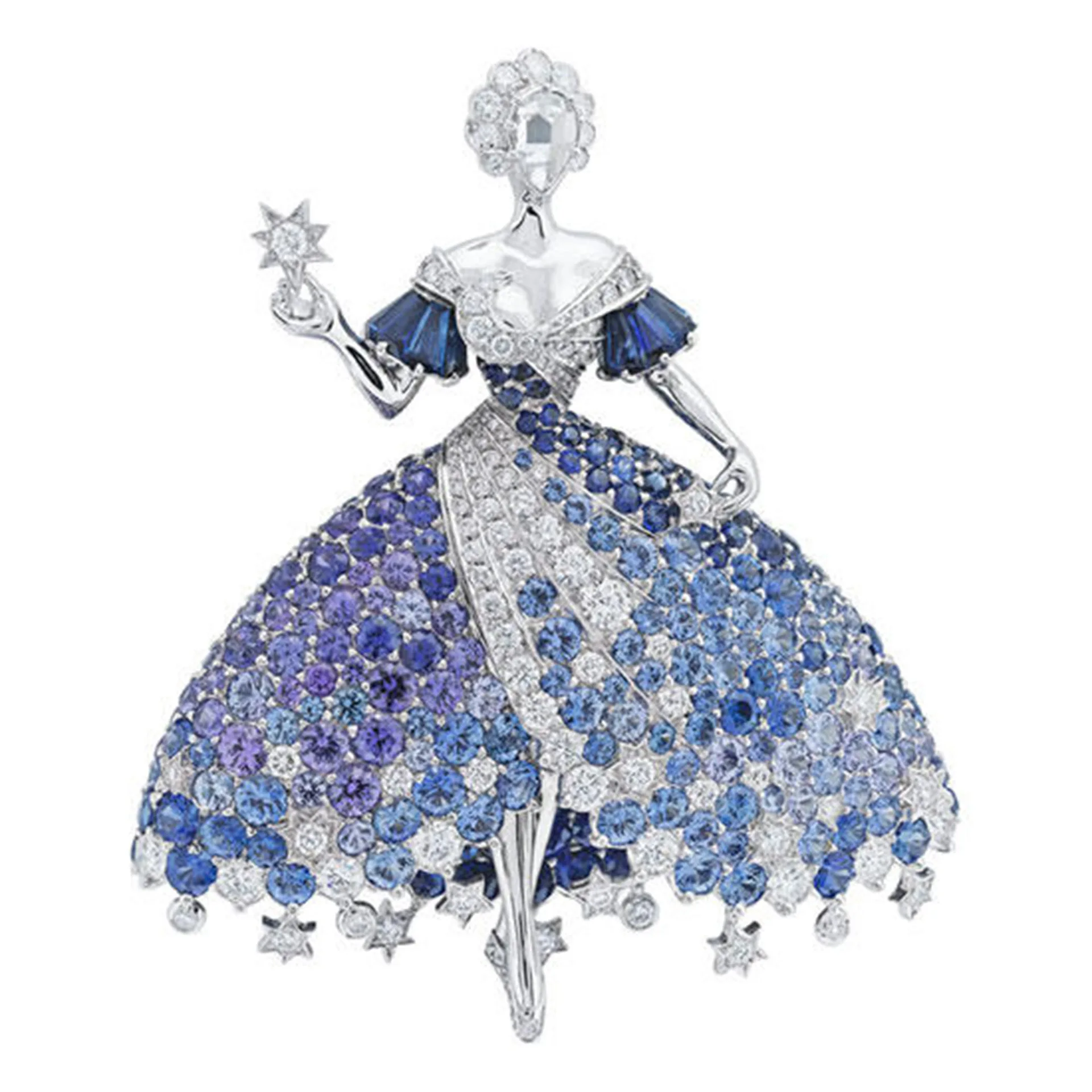KQDANCE  Luxury Solid 925 Silver With Blue HIgh Carbon Diamond Dancing Girl Style Art Pin Brooch For Women Gifts Fine Jewelry