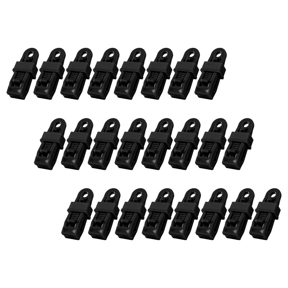 

24 Pcs Outdoor Tent Clip Tents Fasteners Awning Clips to Clamp Black Pp