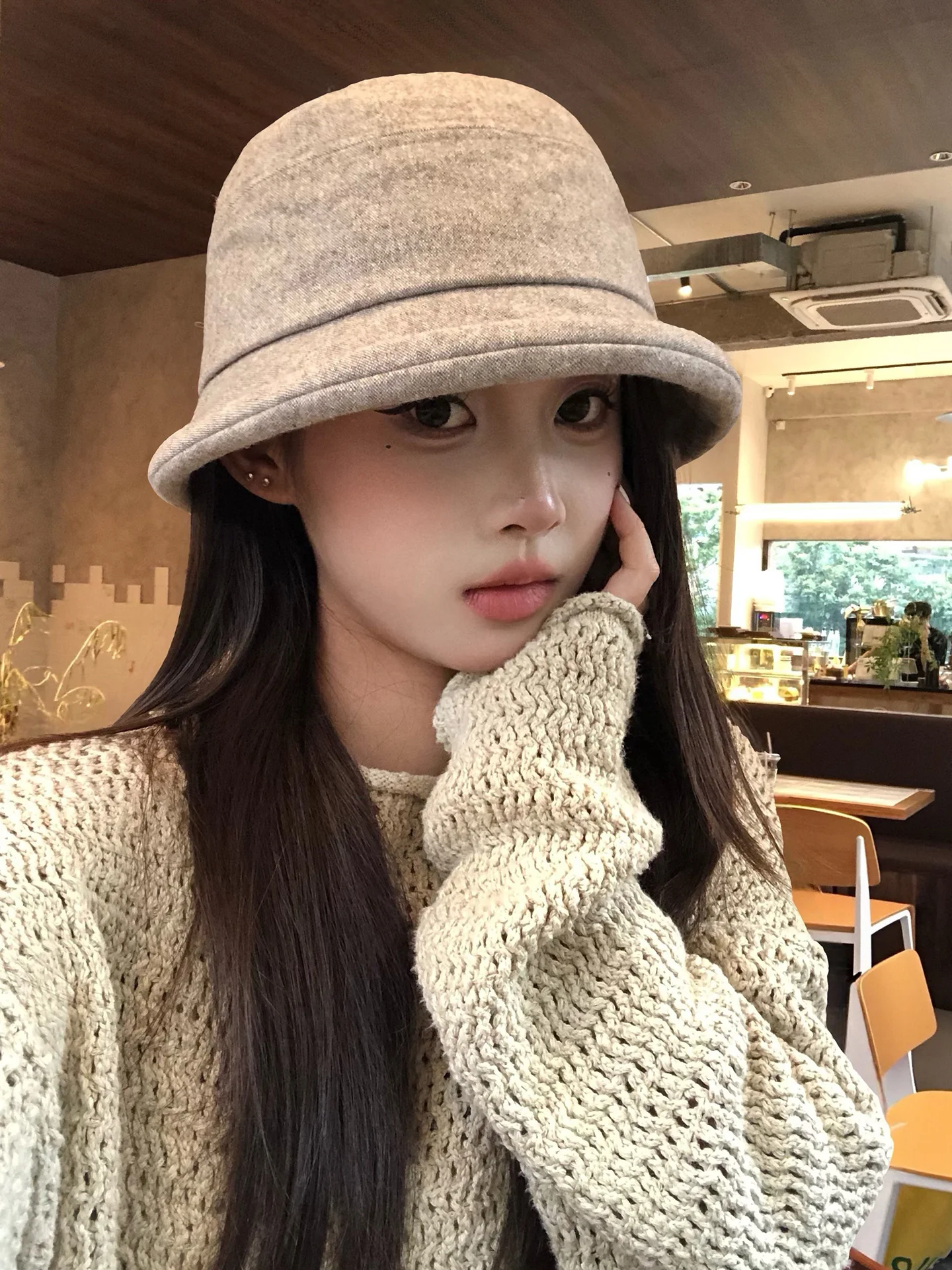 Retro Japanese Style Wide Brim Bucket Hat Women Early Autumn New Natural Face Slimming Versatile Large Head Size Adjustable