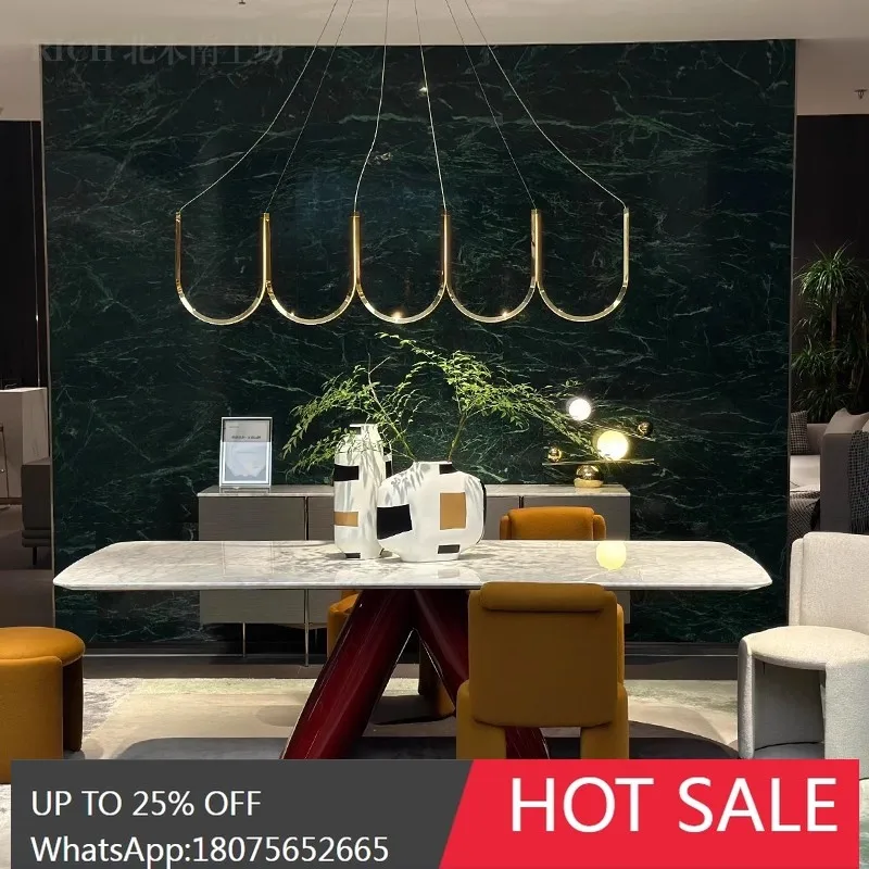 

SGF Marble Dining Table Stainless Steel Glossy Paint Modern Rectangular Dining Table