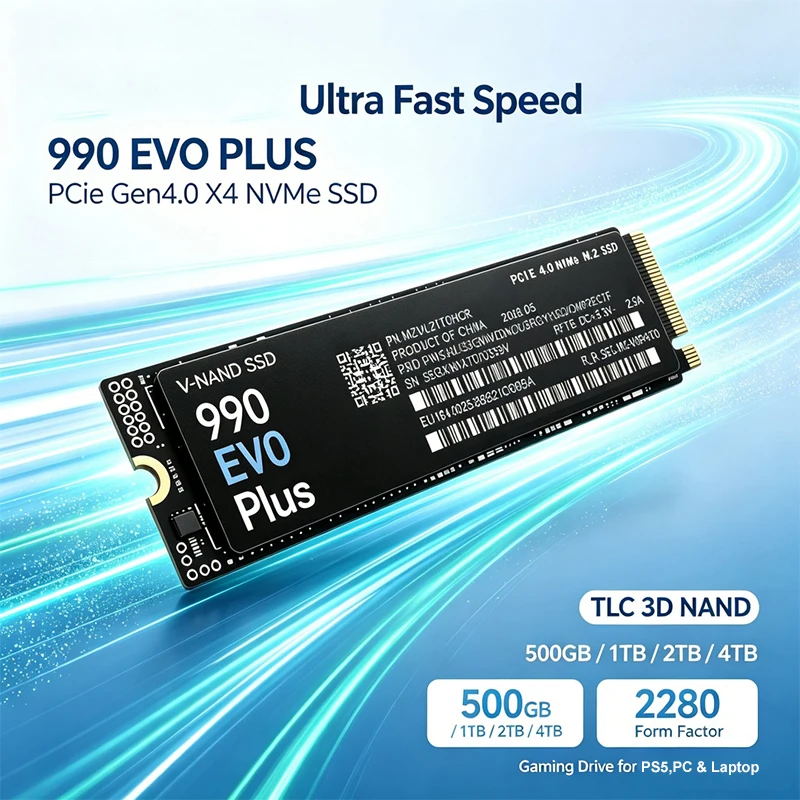 Internal M.2 NVMe SSD 990 EVO Plus PCIe Gen4.0 X4 TLC 3D NAND 500GB 1TB 2TB 4TB 2280 Gaming Drive For PS5 PC Laptop