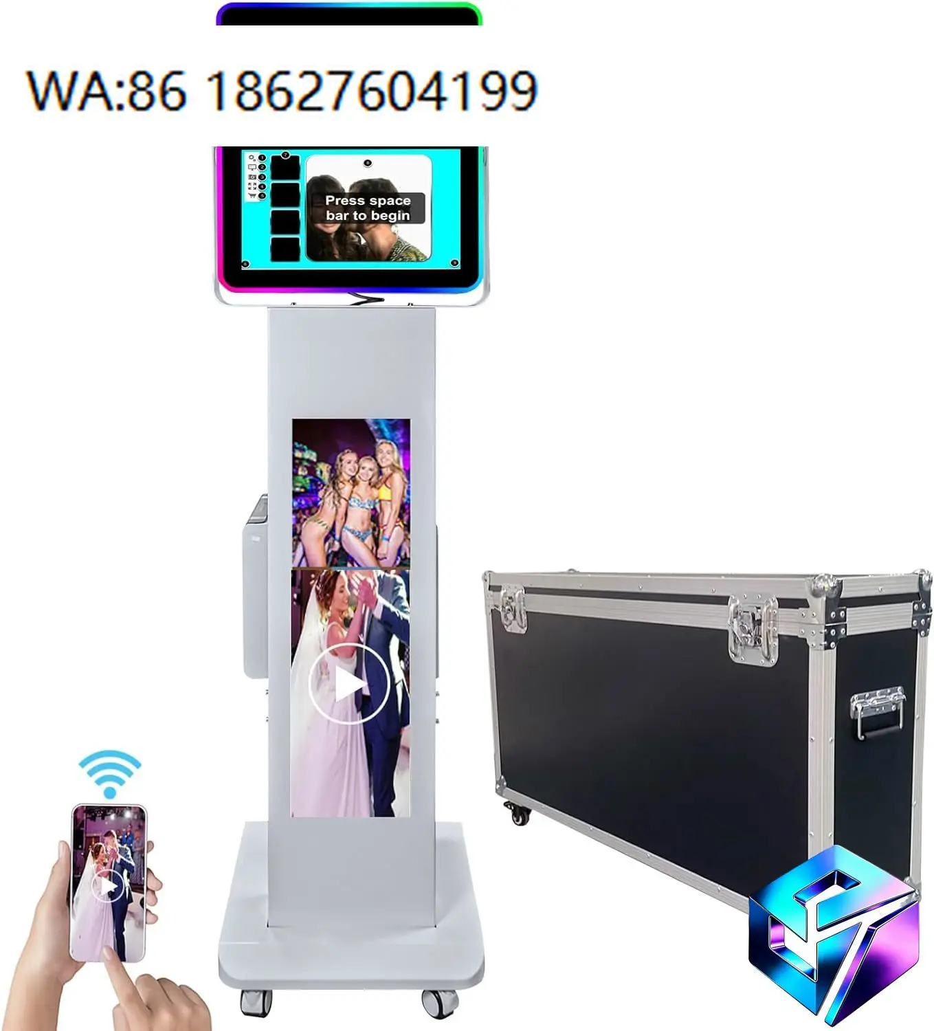 Portable LCD Screen DSLR Photo Booth Kiosk Metal Shell Touch Screen Self Service Photobooth Machine For Event Rental
