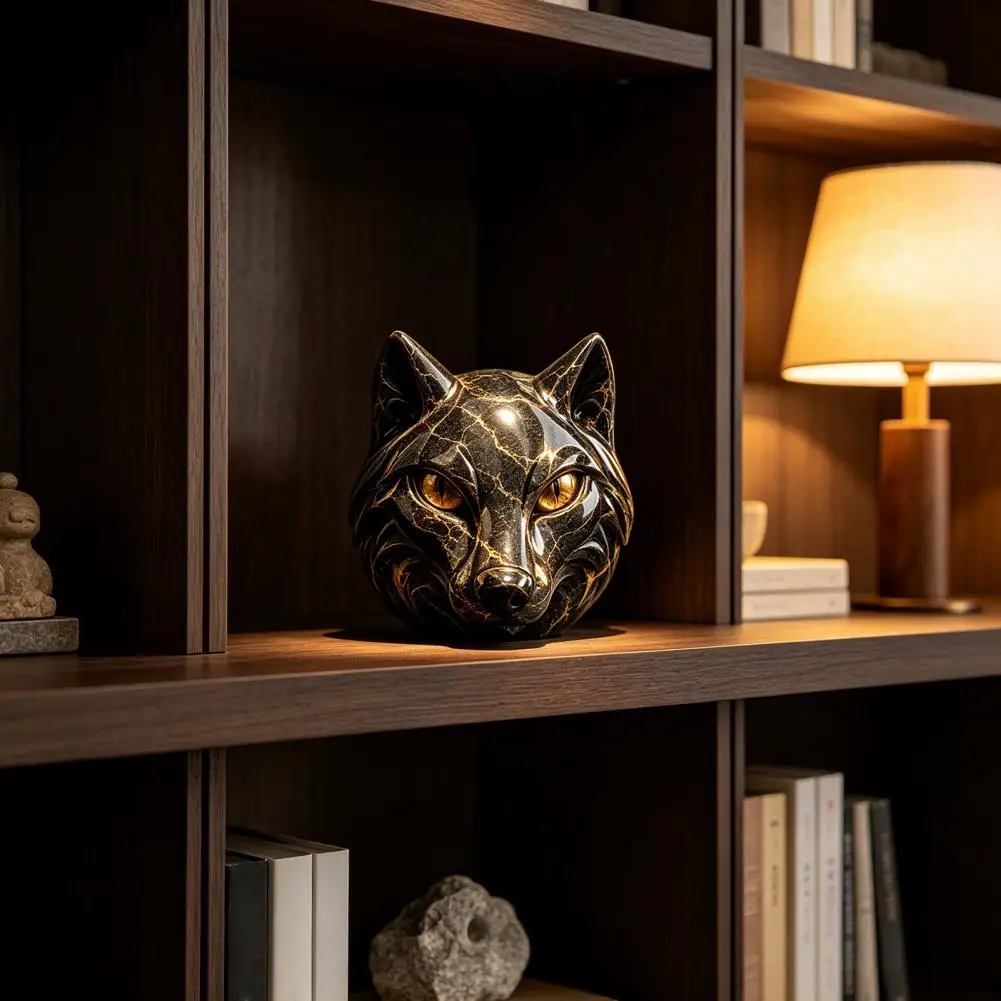 Sculptures Decorations Resin Head Sculpture Set Dragon Lion Owl Wolf Statues Decorative Figurines for Bookshelf Mantel Desk