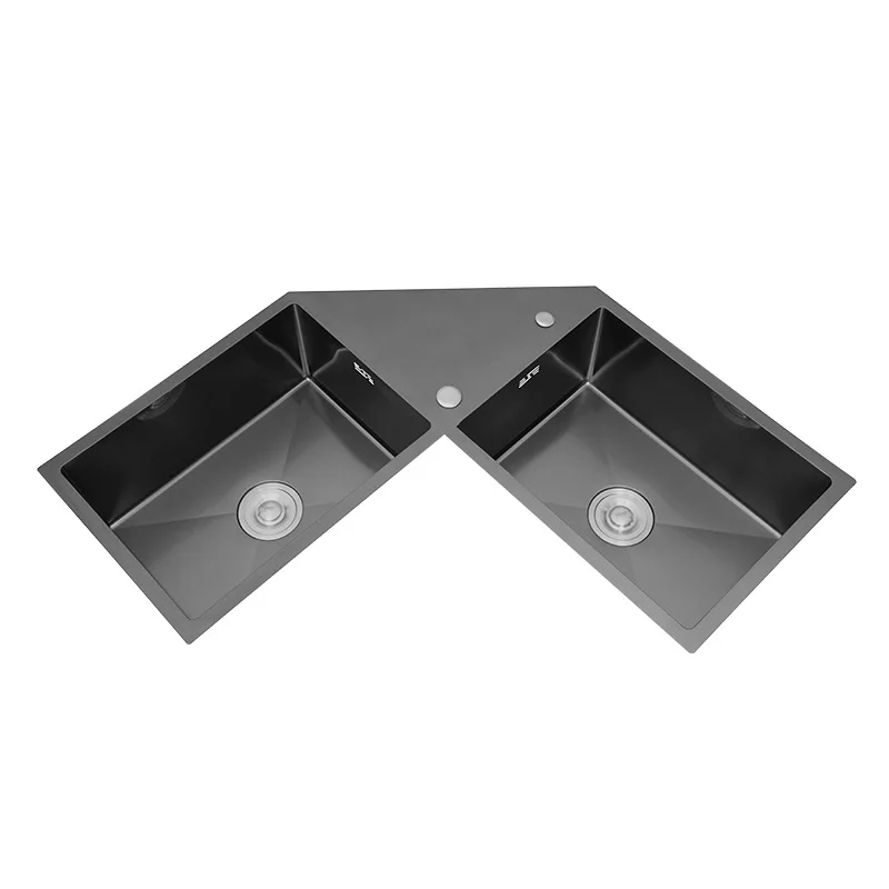 Nano corner sink, handmade large double sink vegetable basin, thickened, corner L shape