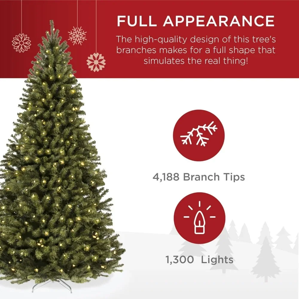 12ft Pre-Lit Spruce Artificial Holiday Christmas Tree for Home, Office, Decoration w/ 1,300 Incandescent Lights