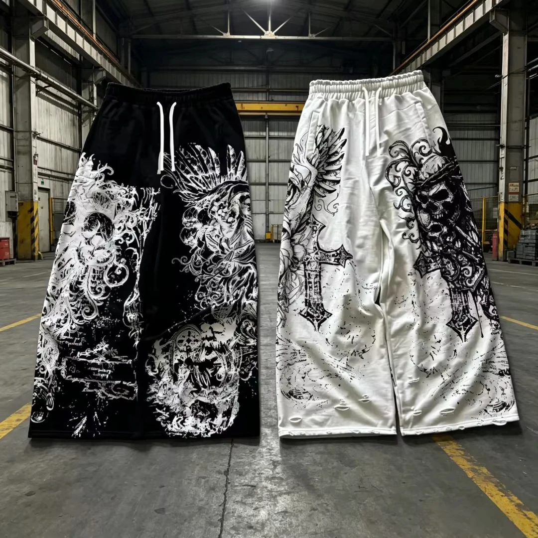 26 Y2K Retro Casual Adults/Kids Pants Gothic Skull Direct Spray Printing Floor Pants Unisex Streetwear Fashion Clothing Joggers