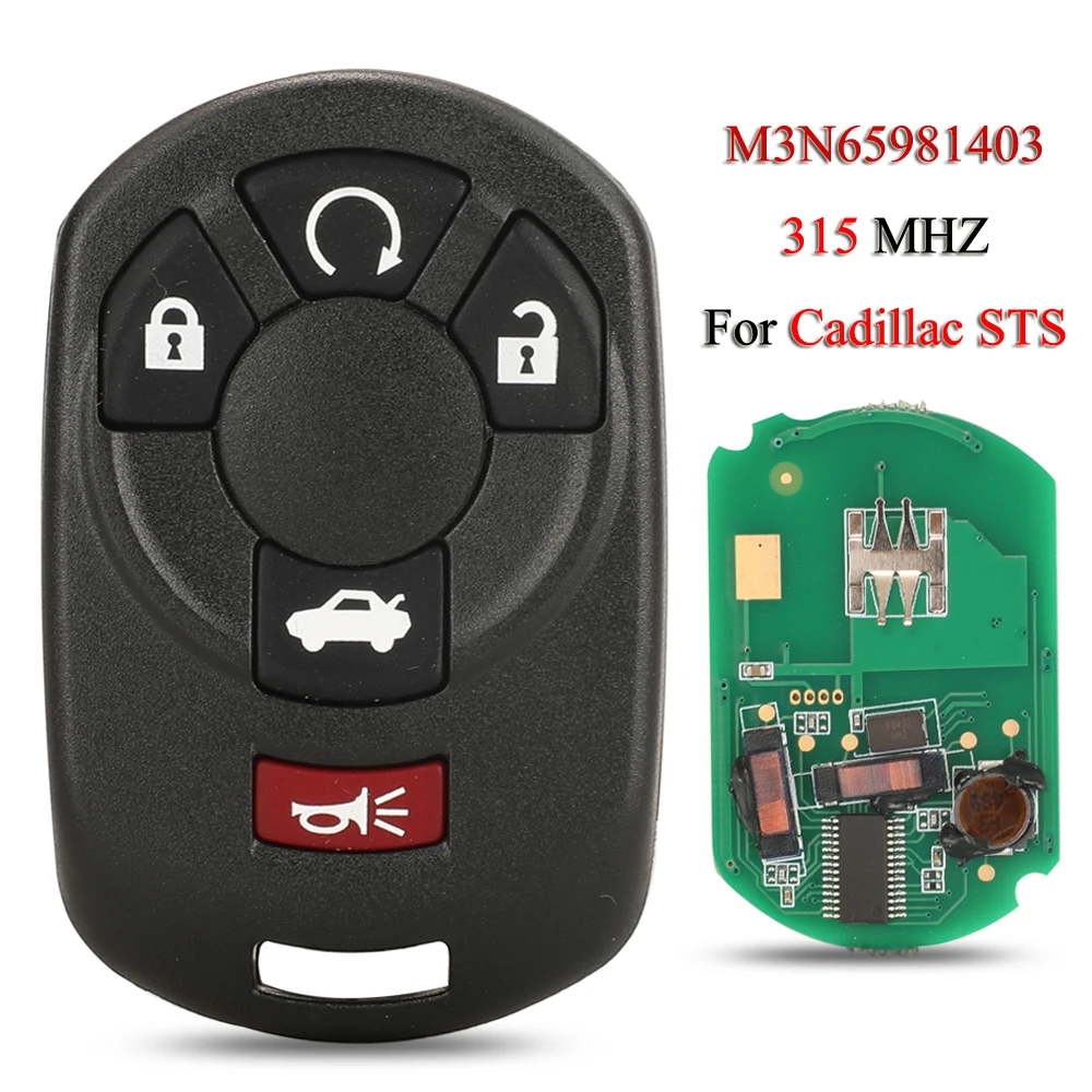 

jingyuqin M3N65981403 15212382 Keyless Go Remote Smart Car Key For Cadillac STS 2005 2006 2007 315MHZ 5Buttons