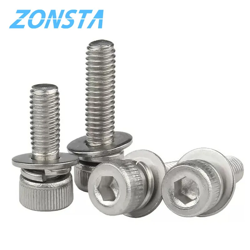 304 Edelstahl Sechs kant Innen sechs kant Kappe Kopf Sem Schraube Unter leg scheibe Feder dichtung Montages ch raube m2 m2, 5 m3 m4 m5 m6 m8 m10 m12 – Detail 6