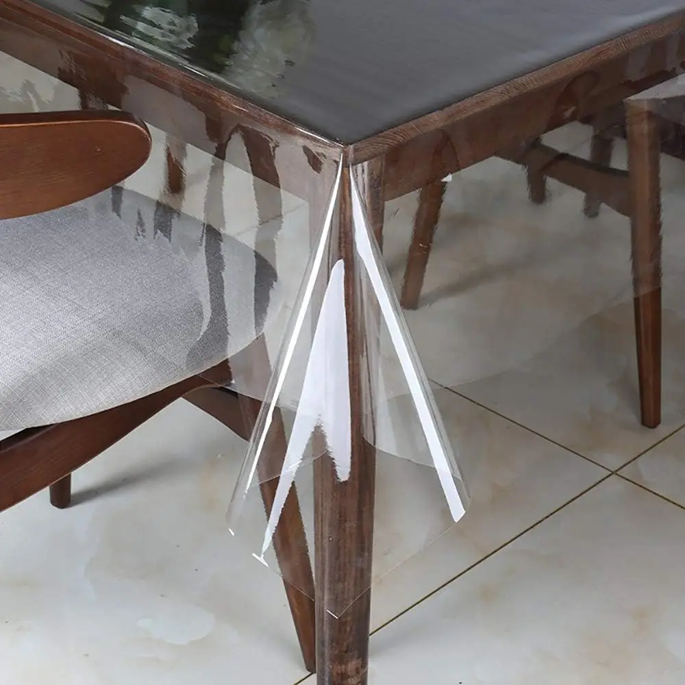 

Clear Vinyl Tablecloth Protector 54x102 Inch Waterproof Oil-Proof Rectangle Plastic Table Cover for Dining Room