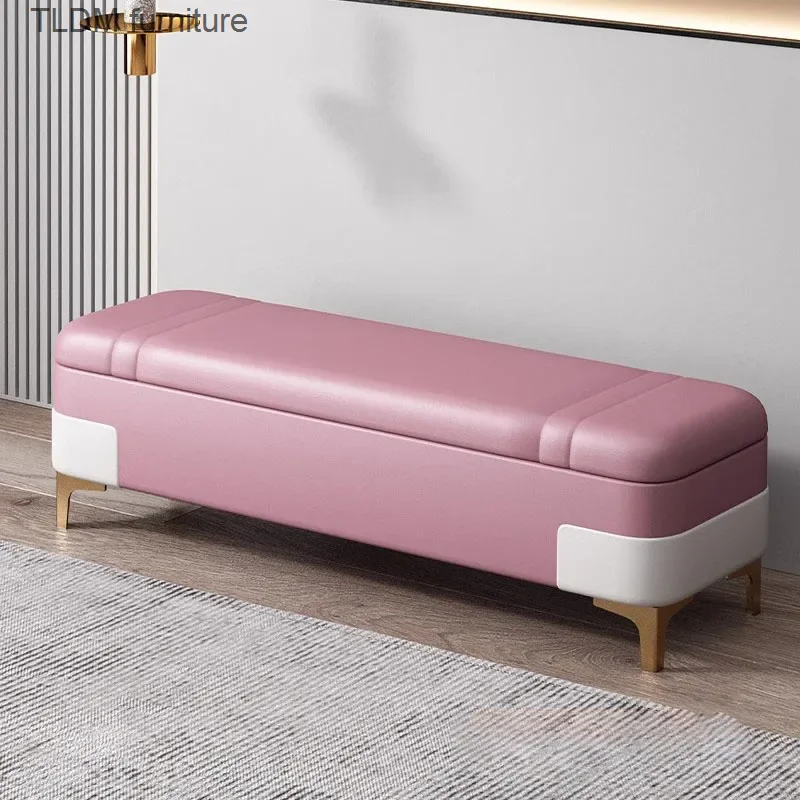 

Upholstered Pink Stepping Stool Modern Simple European Comfort Foot Stool Luxury Trendy Cambiar Taburete De Zapatos Furniture