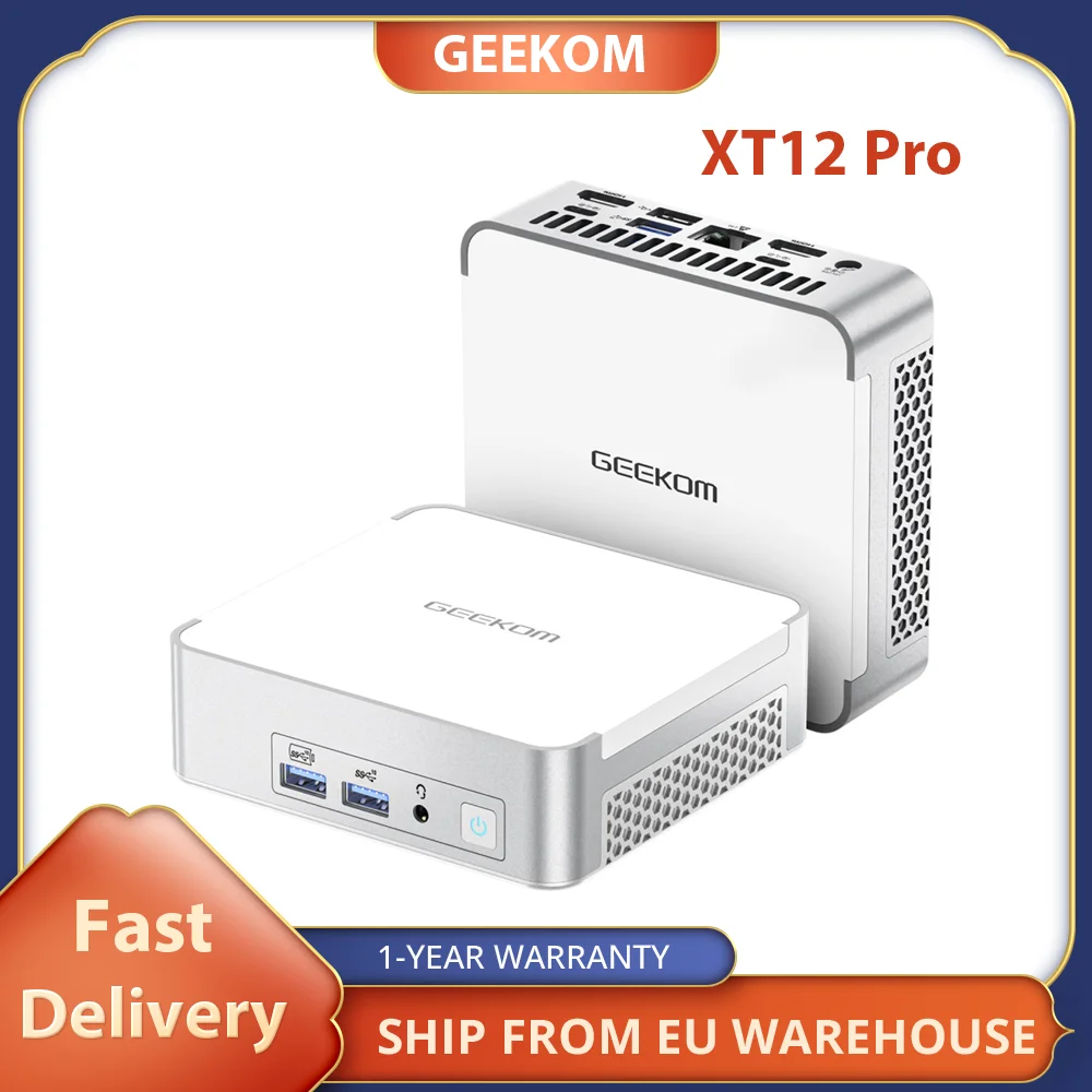 Mini PC GEEKOM XT12 Pro, Intel Core i9-12900H, 14 núcleos, hasta 5,0 GHz, 32GB RAM, 1TB SSD, 2 x USB 4 (8K)+ 2 x HDMI 2,0 (4K) pantalla cuádruple