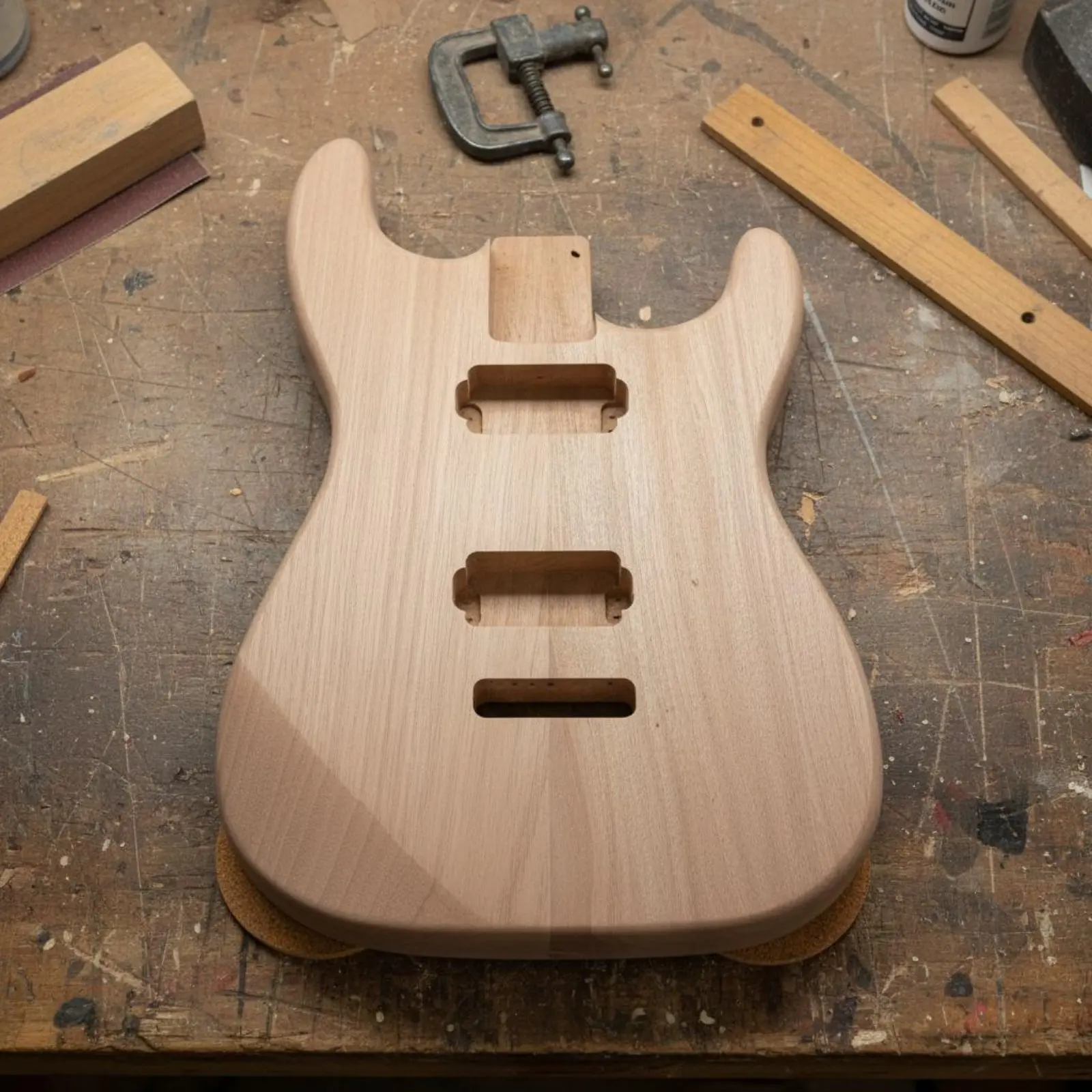 

Hardwood Guitar Frame Blank Ready to Finish Unfinished Electric Guitar Frame for Luthiers