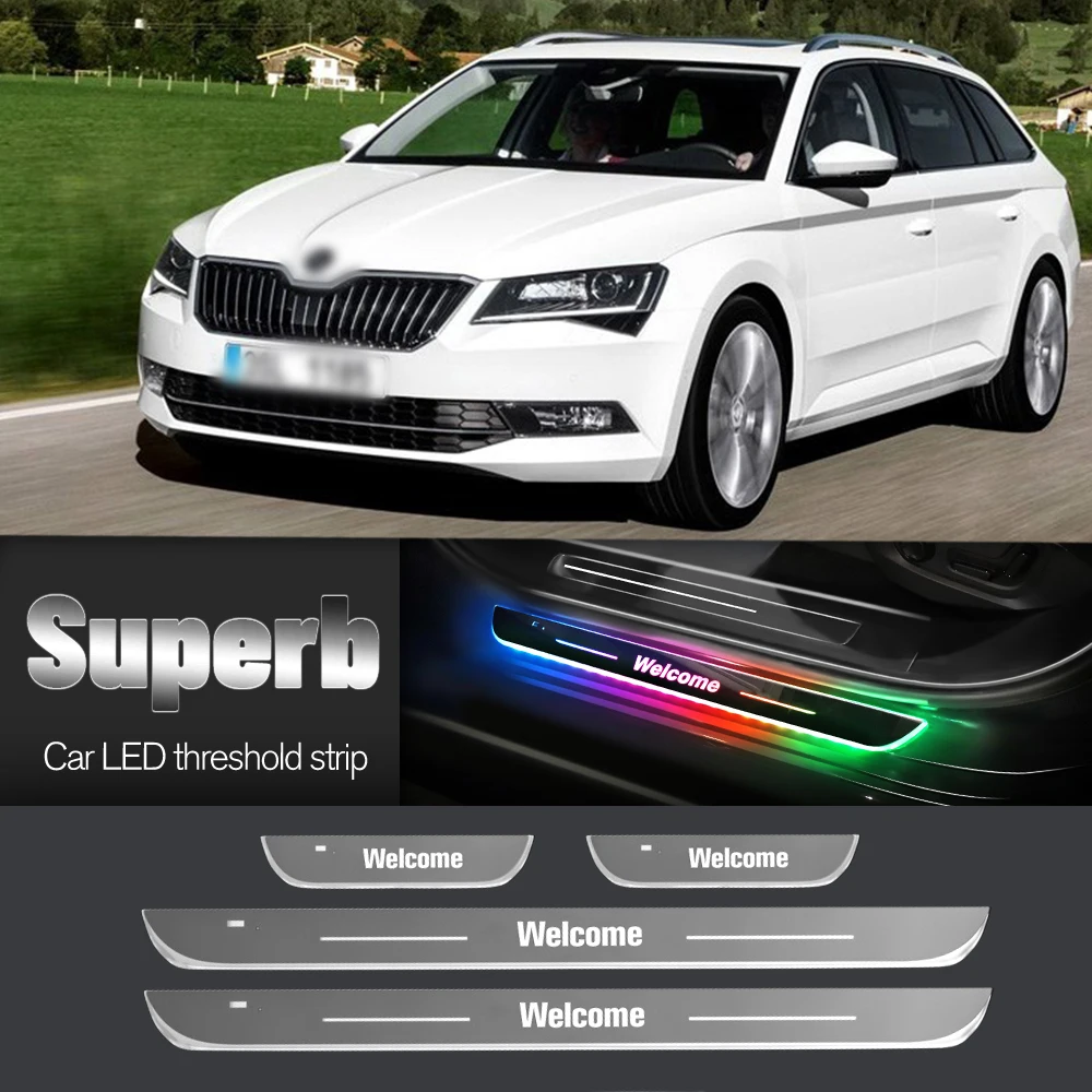 

Car Door Sill Light For Skoda Superb B5 3U B6 3T B8 3V MK1 MK2 MK3 Customized Logo LED Welcome Threshold Pedal Lamp Accessories