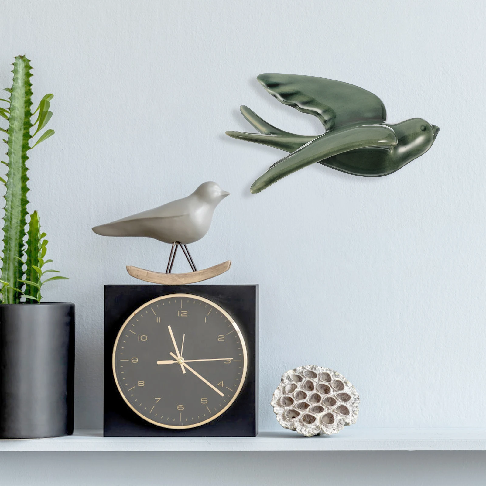 

Wall Bird Statue Ceramic Bird Wall Ornament Hanging Decoration for Indoor Outdoor Spaces Natural Touch Home Accessory