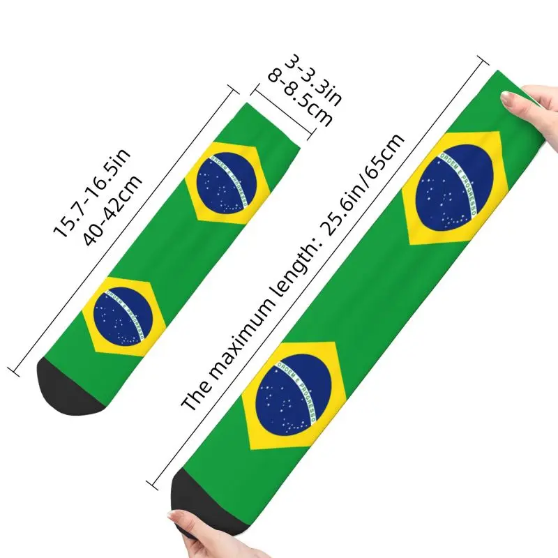 Calcetines de vestir con estampado 3D de bandera de Brasil para hombre, calcetín Unisex