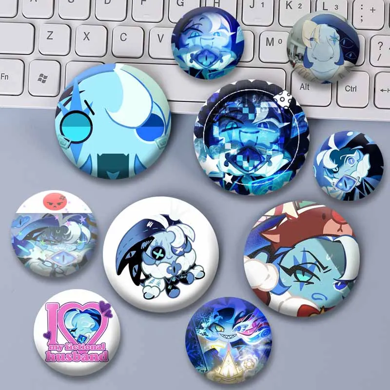 Anime Game Cookie R-Run Kingdom Shadow Milk Cookie Brooch Cartoon Role Cosplay Button Pins Funny Round Badge Bag Collar Ornament
