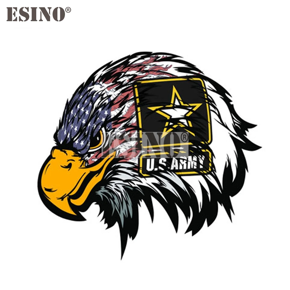 Car Styling Creative Flying Bald Eagle Head US Army American Flag Decal Cartoon PVC Waterproof Car Body Sticker Pattern Vinyl